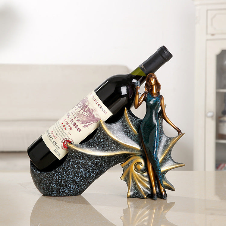 European Style Resin Beauty Wine Rack – Elegant Lady Figurine Wine Holder