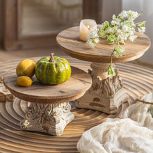 Load image into Gallery viewer, French Vintage Carved Wooden Pedestal Fruit Tray – Decorative Serving Plate
