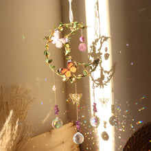 Load image into Gallery viewer, Crystal Suncatcher Wind Chime – Butterfly &amp; Leaf Moon Garden Decoration for Light Reflection
