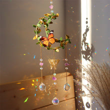 Load image into Gallery viewer, Crystal Suncatcher Wind Chime – Butterfly &amp; Leaf Moon Garden Decoration for Light Reflection
