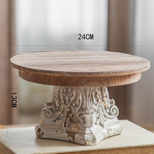 Load image into Gallery viewer, French Vintage Carved Wooden Pedestal Fruit Tray – Decorative Serving Plate
