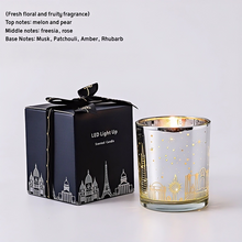 Load image into Gallery viewer, Romantic LED Scented Candle Ornaments – Electroplated Cups with Cityscape Design and Light-Up Effect
