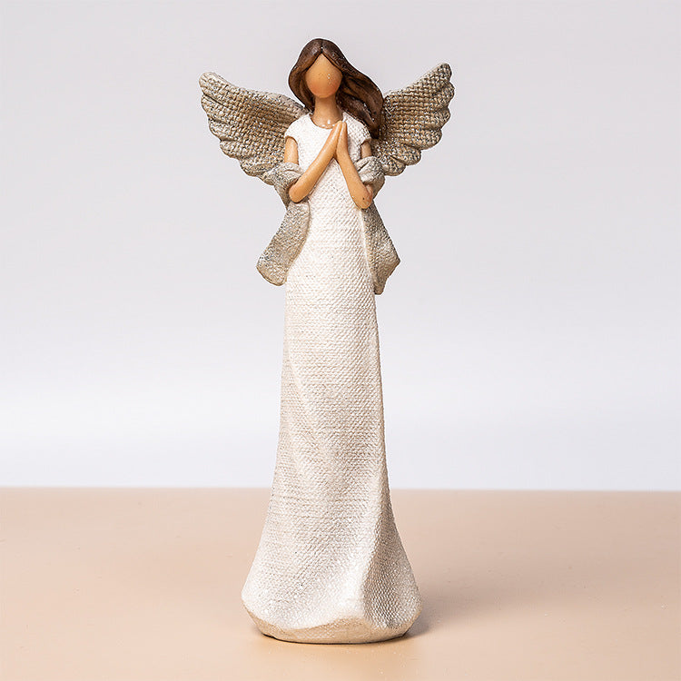 European Light Luxury Home Furnishings – Artistic Resin Angel Ornaments for Elegant Decor