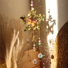 Load image into Gallery viewer, Crystal Suncatcher Wind Chime – Butterfly &amp; Leaf Moon Garden Decoration for Light Reflection
