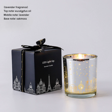 Load image into Gallery viewer, Romantic LED Scented Candle Ornaments – Electroplated Cups with Cityscape Design and Light-Up Effect
