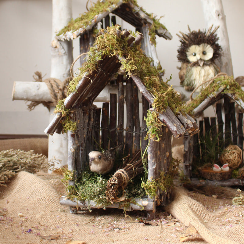 Fake Owl Bird Nest House | Handwoven Grass Garden Decoration for Outdoor & Indoor