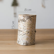 Load image into Gallery viewer, Scandinavian Birch Wood Candle Holder with Glass Insert | Nordic Home Decor
