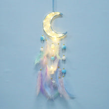 Load image into Gallery viewer, Dreamcatcher Cat Moon Star Weaving Feather Wall Decor
