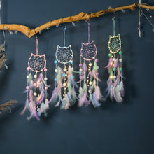 Load image into Gallery viewer, Dreamcatcher Cat Moon Star Weaving Feather Wall Decor
