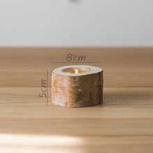 Load image into Gallery viewer, Scandinavian Birch Wood Candle Holder with Glass Insert | Nordic Home Decor
