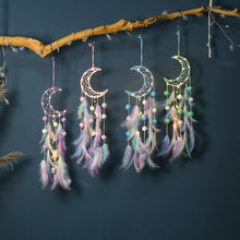 Load image into Gallery viewer, Dreamcatcher Cat Moon Star Weaving Feather Wall Decor
